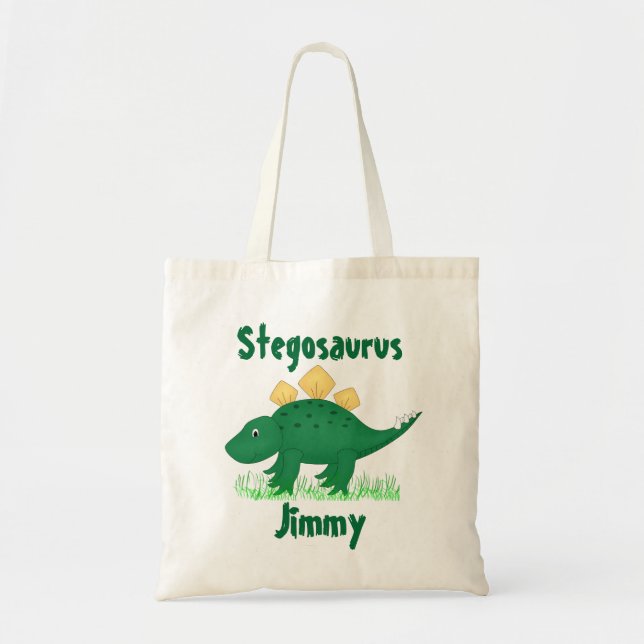 Bolsa Tote Green Cartoon Dinosaur Tote Bag (Frente)