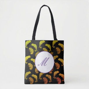 Bolsa Tote Green Chameleons Lizard Art