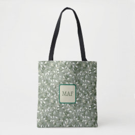 Bolsa Tote Green Floral Botanical Vines Monogram