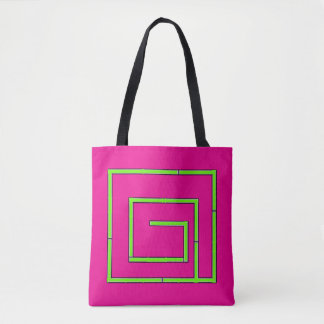 Bolsa Tote Green Geo Fuchsia