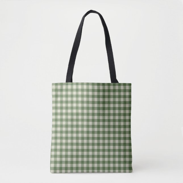 Bolsa Tote Green Gingham Check (Frente)