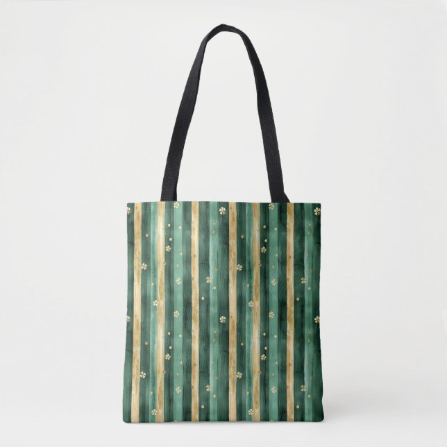 Bolsa Tote Green Gold Shamrock St. Patrick's Day (Frente)