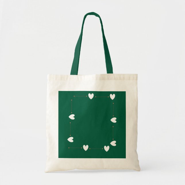 Bolsa Tote Green Heart Frame Tote Bag – Minimal Love Style (Frente)