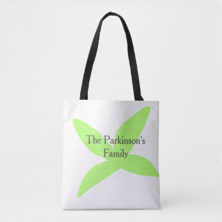 Bolsa Tote Green leaf abstract pastel family name retro boho