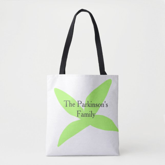 Bolsa Tote Green leaf abstract pastel family name retro boho  (Frente)