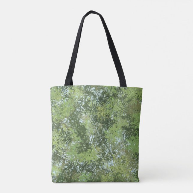 Bolsa Tote Green Leaf Trees With Blue Sky Peaking Through Art (Verso)