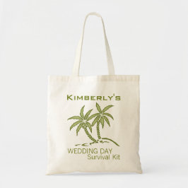 Bolsa Tote Green Palm Trees Wedding Day Survival Kit Bag
