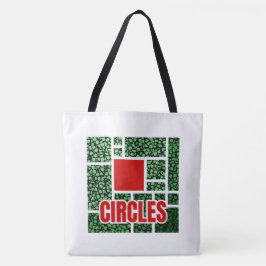 Bolsa Tote Green Spotted Abstraction with Red Accents
