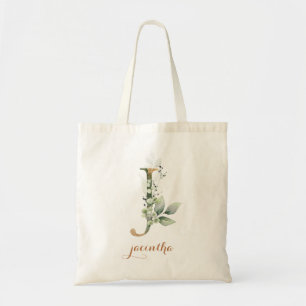 Bolsa Tote Greenery Dourado Foliage Personalizado Leaf Carta 