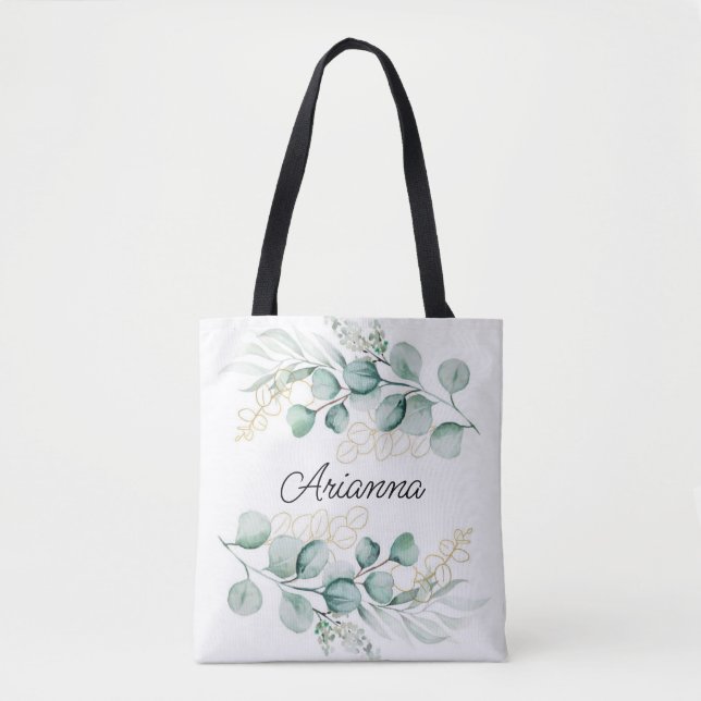 Bolsa Tote Greenery Eucalyptus deixa Bridesmaid (Frente)