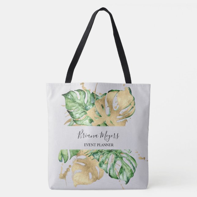 Bolsa Tote Greenery Palm Deixa Dourada Areia Tropical (Frente)