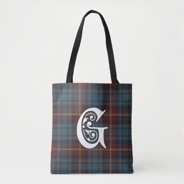 Bolsa Tote Greer Clan Tartan Monograma (Frente)