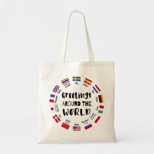 Bolsa Tote Greetings around the world, Hello in all languages (Frente)