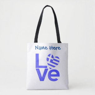 Bolsa Tote Grego Flag Heart LOVE Personalizado