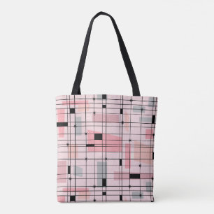 Bolsa Tote Grelha Cor-de-Rosa e Barra de Inicialização