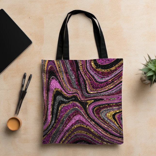 Bolsa Tote Grelha de brilho Brilhante Arte de mármore giro ro (Criador carregado)