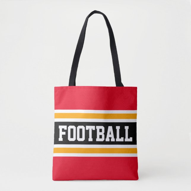 Bolsa Tote Grelha de FUTEBOL Brilhante Vermelho Negro Amarelo (Frente)