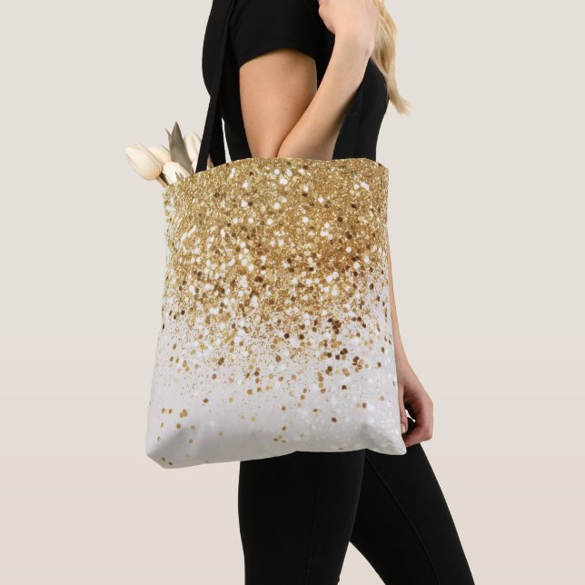 Bolsa Tote Grelha de Glitter Dourado com Espumante #2 (Close Up)