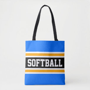 Bolsa Tote Grelhas de SOFTBALL Amarelas, Azul-Atlético-Brilha
