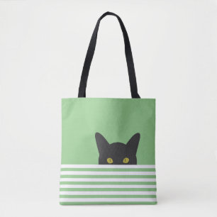 Bolsa Tote Greve Verde de Gato Preto Curioso