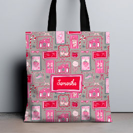 Bolsa Tote Grey Coquette aesthetic girly whimsical pattern 