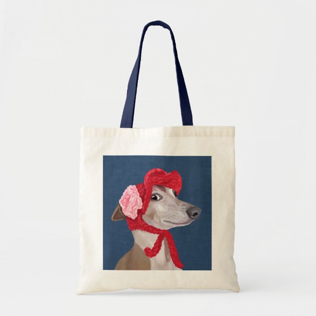 Bolsa Tote Greyhound com Red Wooly Hat (Frente)