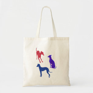 Bolsa Tote Greyhound italiano de azul branco vermelho