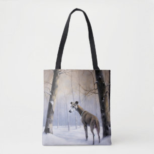 Bolsa Tote Greyhound Italiano Deixe nevar Natal