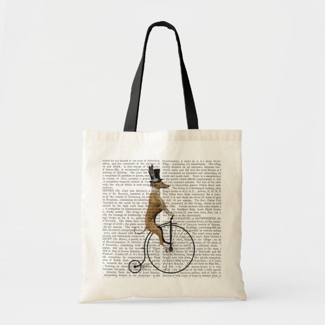 Bolsa Tote Greyhound na Bicicleta Negra Penny Farthing (Frente)