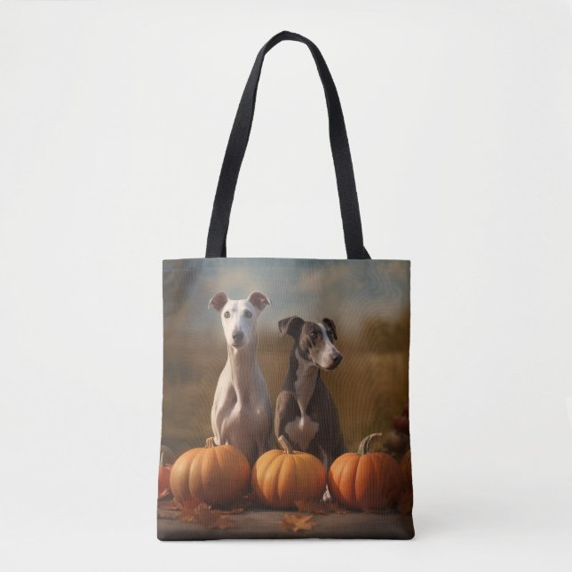 Bolsa Tote Greyhound Puppy Autumn Delight Pumpkin (Frente)