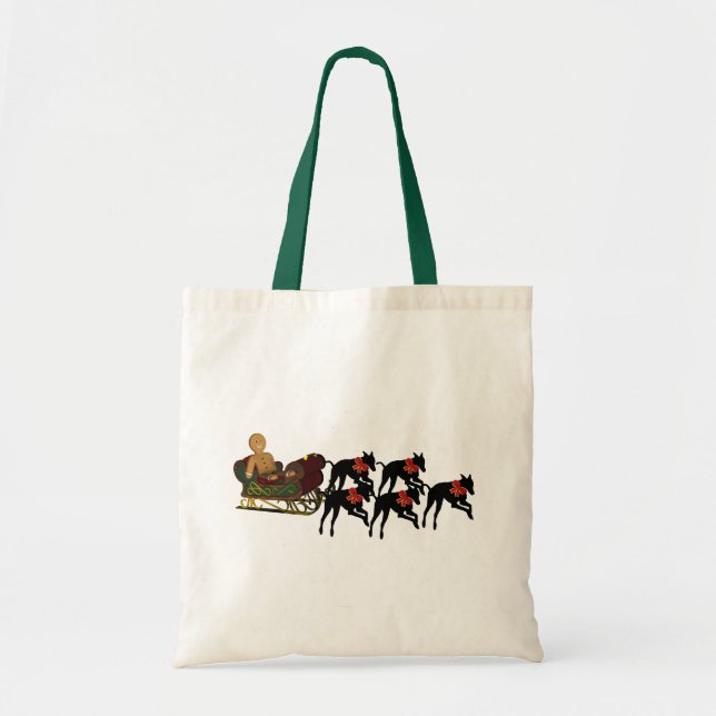 Bolsa Tote Greyhounds Sleigh Natal Holiday (Frente)