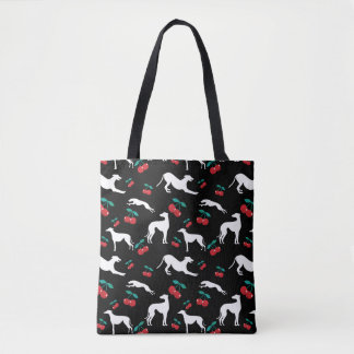 Bolsa Tote Greyt Greyhound Silhouettes com Cherry Motif