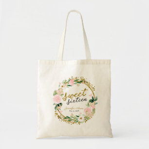 Bolsa Tote Grinalda Floral Bege "Sweet 16" Borboleta