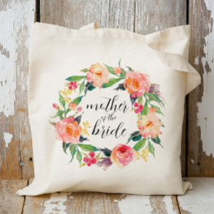 Bolsa Tote Grinalda Floral em Aquarela Chique Mãe da Noiva