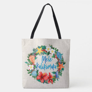 Bolsa Tote Grinalda havaiana do Natal de Mele Kalikimaka