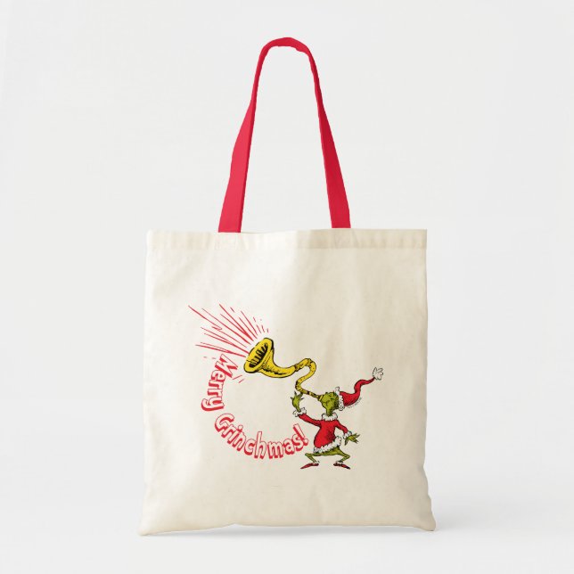 Bolsa Tote Grinch Blowing the Merry Grinchmas Horn (Frente)