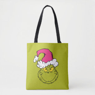 Bolsa Tote Grinch com Chapéu de Papai Noel Rosa