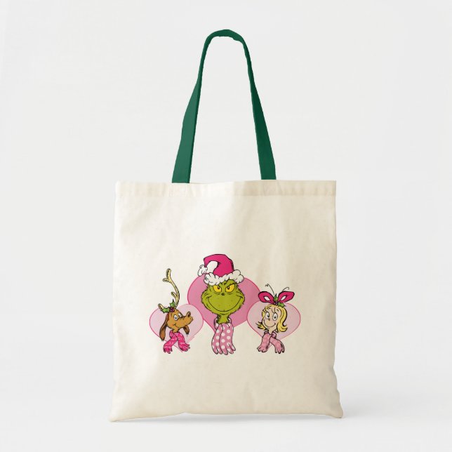 Bolsa Tote Grinch Crew in Pink Valentine's Portrait (Frente)