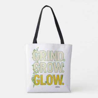 Bolsa Tote GRIND.GROW.GLOW.—Inspirational Botanical Typograph