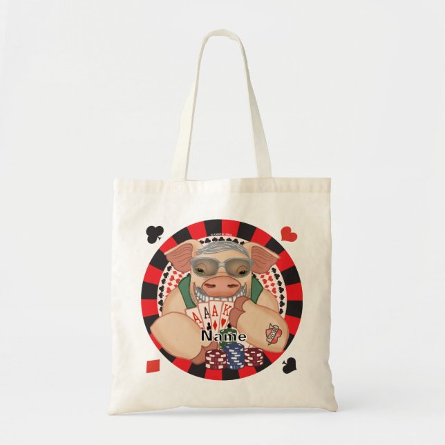 Bolsa Tote Grinning poker pig (Frente)