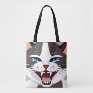 Bolsa Tote Gritando Gato de Olho Azul
