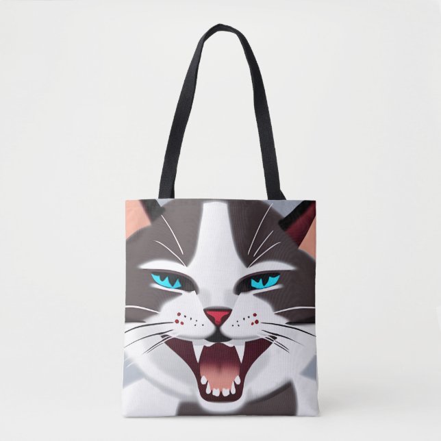 Bolsa Tote Gritando Gato de Olho Azul (Frente)