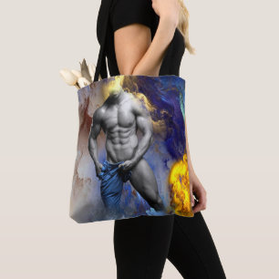 Bolsa Tote grito do físico musculoso em tons de cinza do Slip