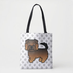 Bolsa Tote Grizzle Norfolk Terrier Cartoon Cão e patas