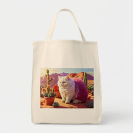 Bolsa Tote Grocery Bag with Cat Illustration
