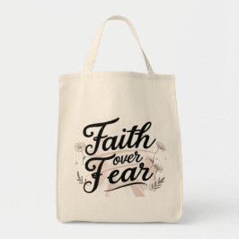 Bolsa Tote Grocery Tote Bag with Bible Faith Over Fear Floral