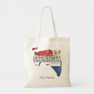 Bolsa Tote Groningen Países Baixos - Mapa Retro Holandês Vint