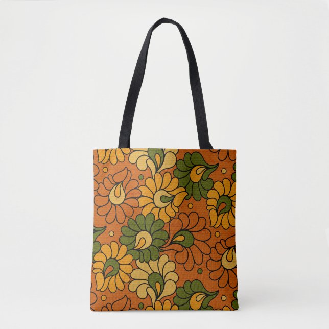 Bolsa Tote Groovy Bloom - Retro Floral 1970s (Frente)