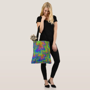 Bolsa Tote Groovy Colorido Boho Hippie Trippy Arco-íris Fract