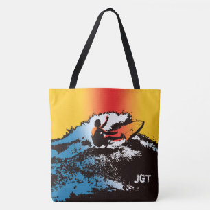 Bolsa Tote Groovy Hawaiian Surfer 60s Retro MonogramaBeach Ba